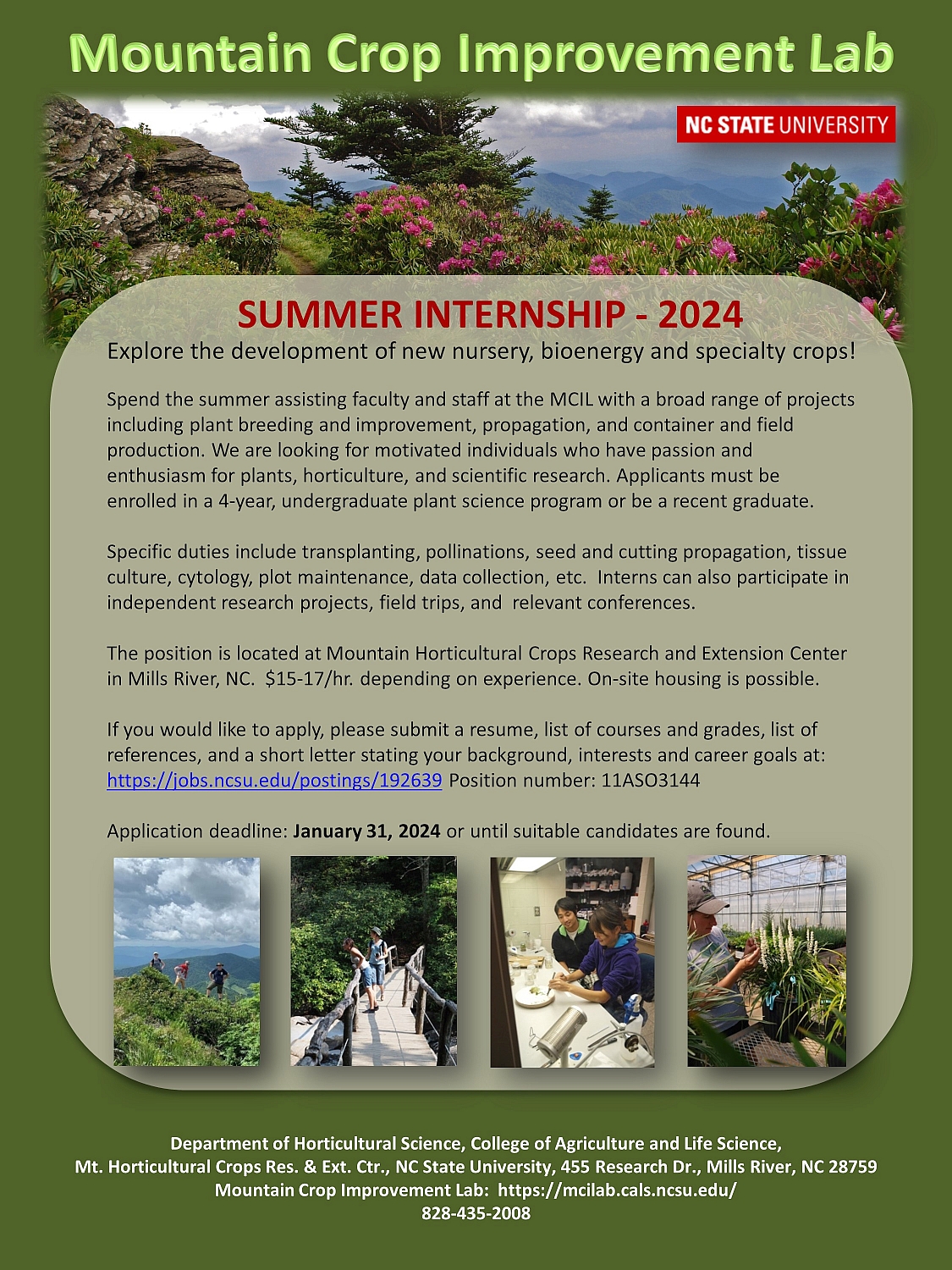 Summer Internship 2024 NC State Extension